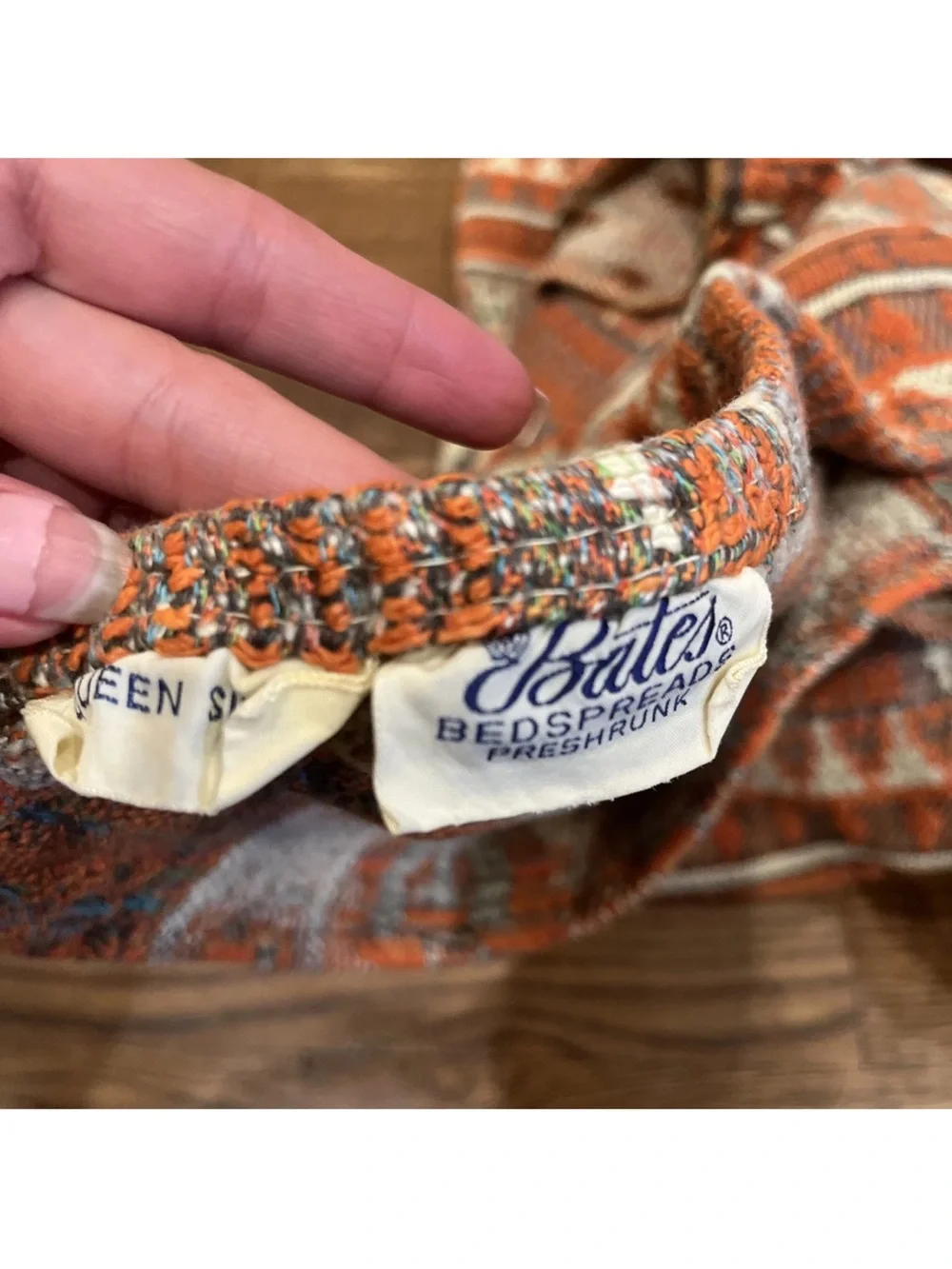 Vintage 1960s AZTEC FRINGE Bates Tapestry Bedspread MCM Retro Boho Queen Blanket